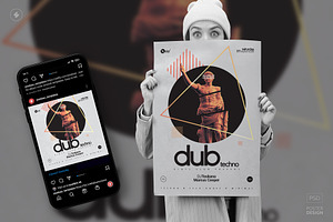 Dub Techno Party Flyer, Event Poster
