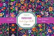 Fiesta Sugar Skull Seamless Pattern, a Graphic by Paper & Pattern Studio (Thumbnail 1 of 9)