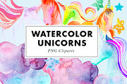 26 Watercolor Unicorn Illustrations, an Illustration by Heartmade by Claudia (Thumbnail 1 of 4)