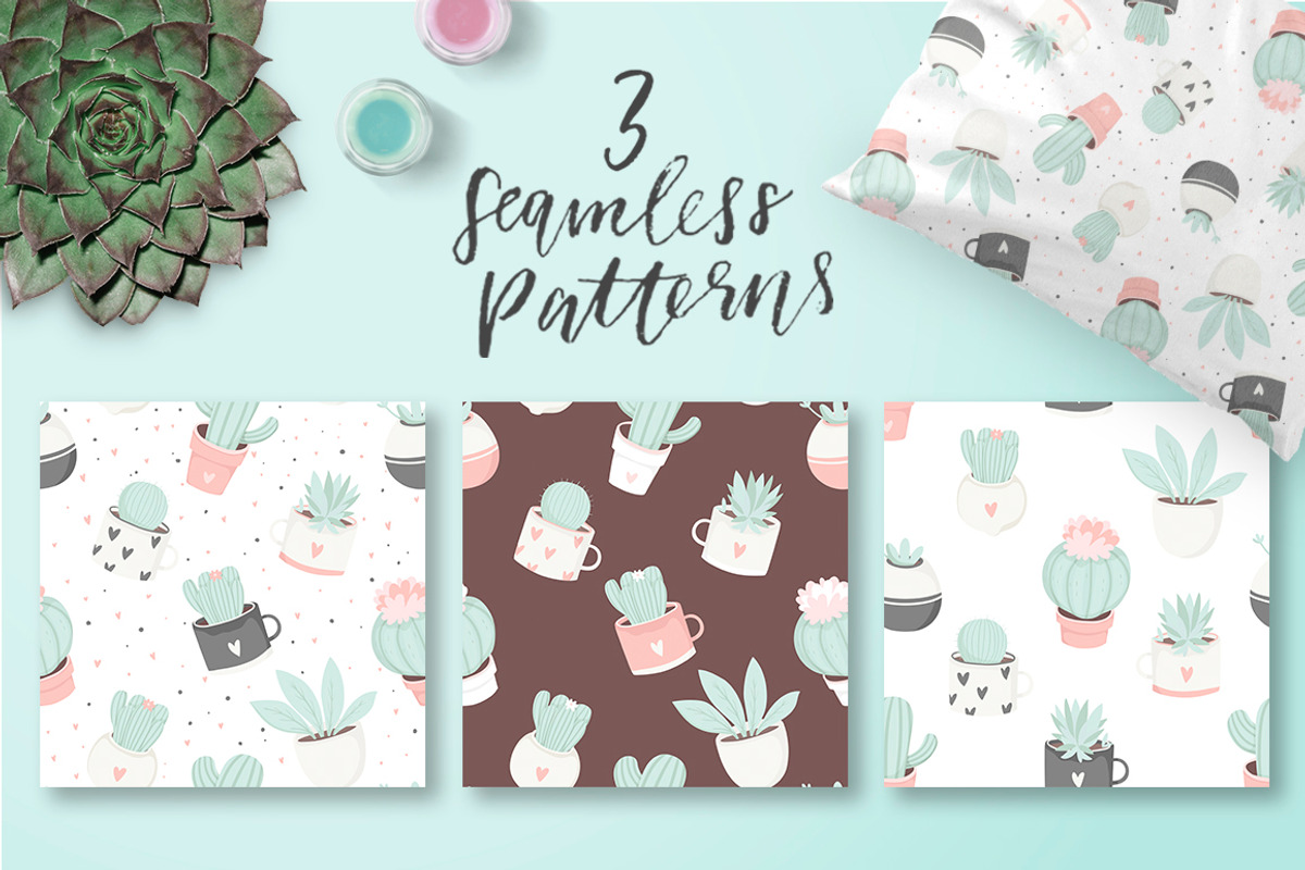 Cute cactus and lettering set♥, an Animal Illustration by Artnis (Photo 2 of 5)