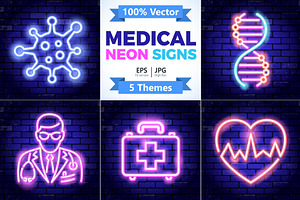 Medical Neon Signboards, a Decorative Illustration by TAlex