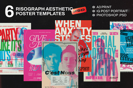 Risograph Poster Templates, a Flyer Template by Bornx Design