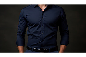 style navy shirt ai generated, a Beauty & Fashion Photo by pikepicture