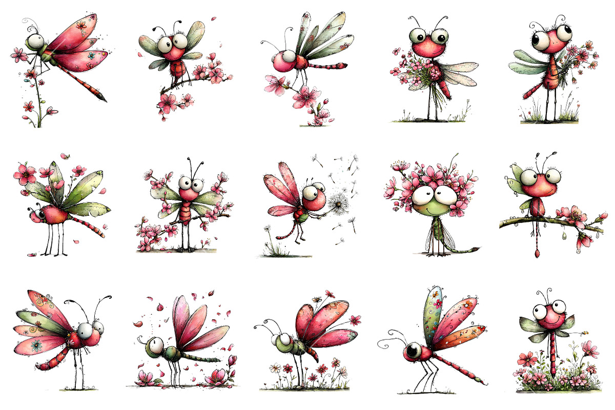 Whimsical Spring Dragonfly Clipart, an Illustration by OK Design (Photo 3 of 6)