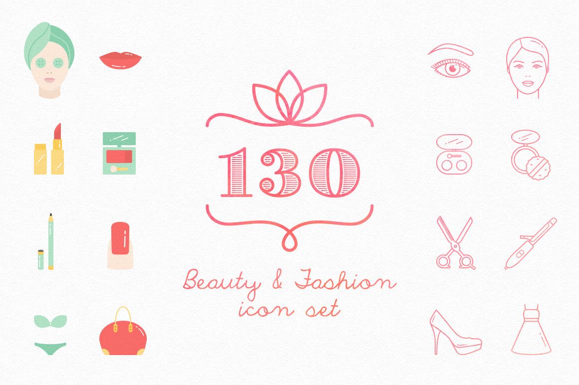Set Of 130 Beauty  Fashion Icons by Inna Moreva  Creative Market