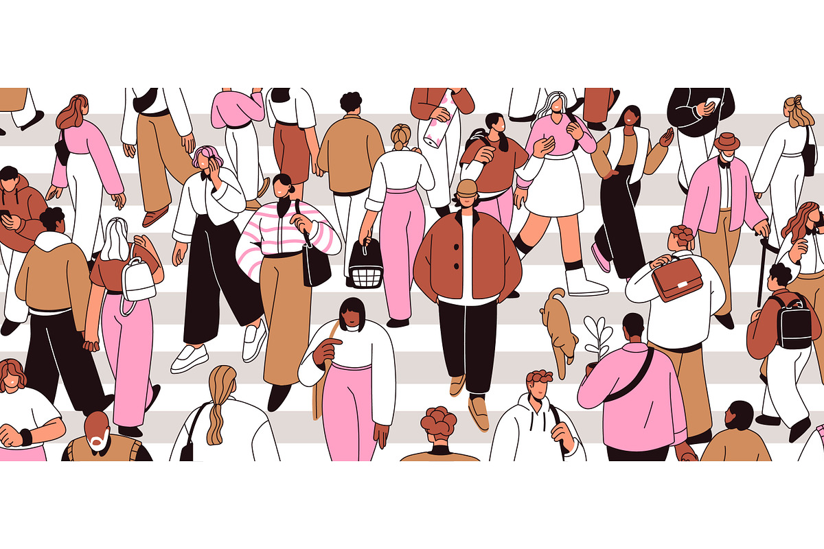 People crowd on city crosswalk, a Person Illustration by Good Studio (Photo 2 of 3)