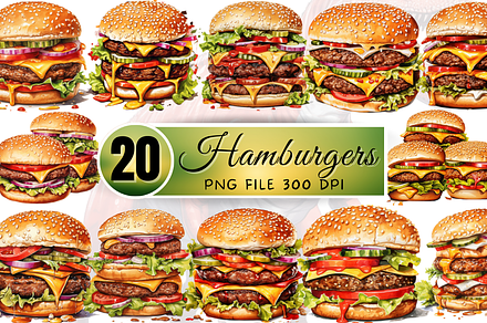 Big Hamburgers Sublimation Clipart, an Object Graphic by Regulrcrative