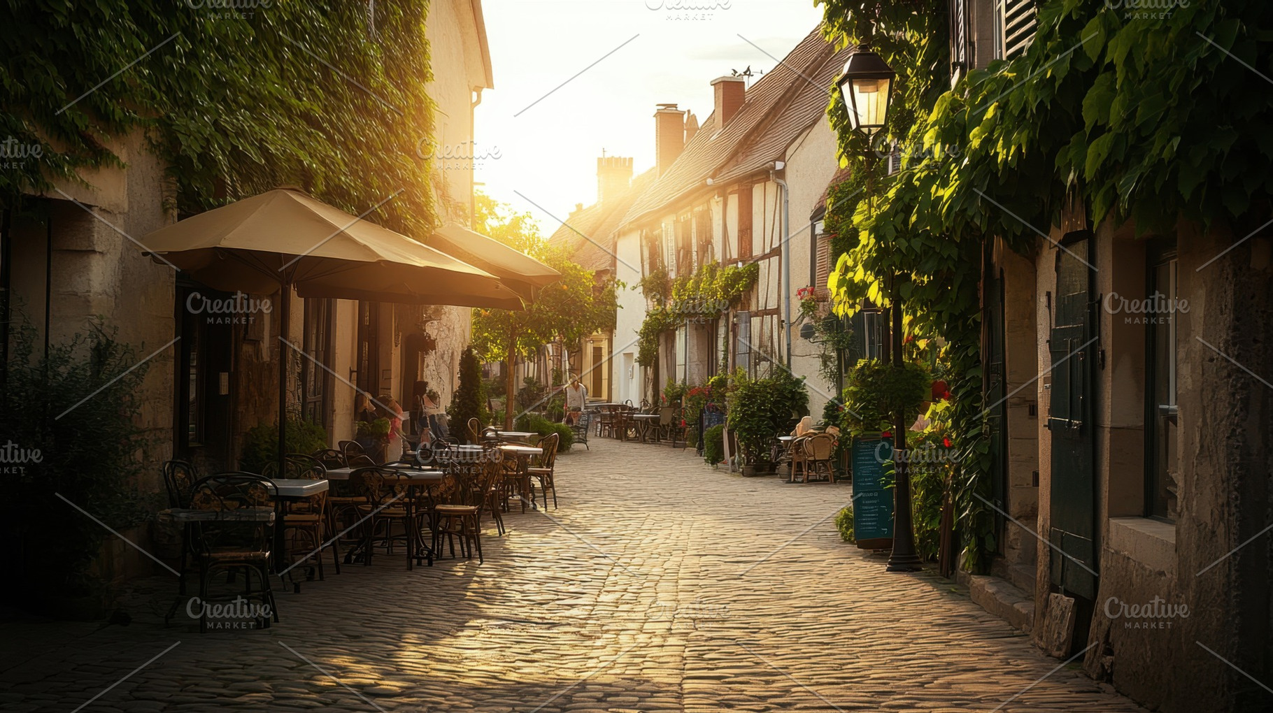 Sunset on charming cobblestones, a Photo by Beautiful things