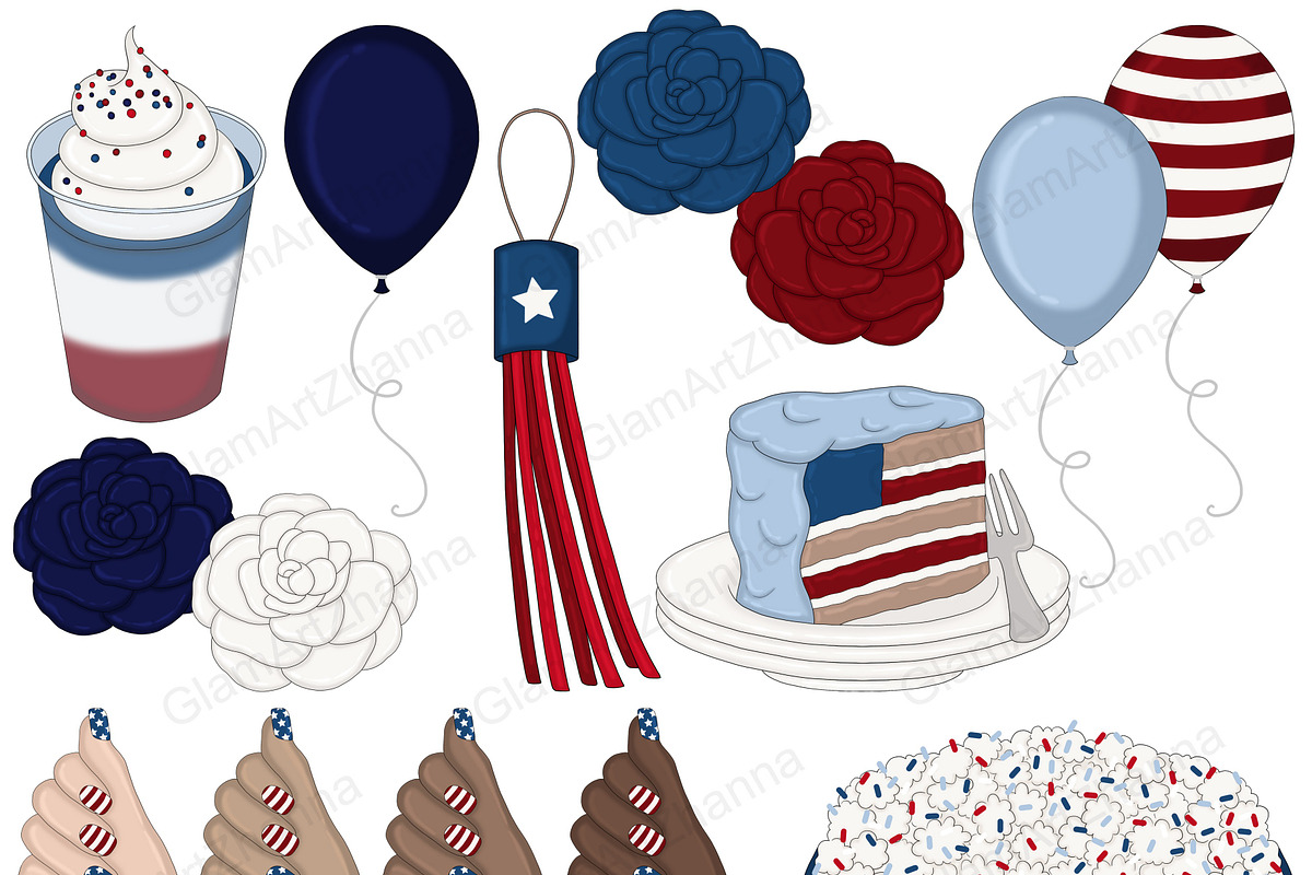 4th of July Dark Clipart, a Decorative Illustration by GlamArtZhanna (Photo 4 of 4)