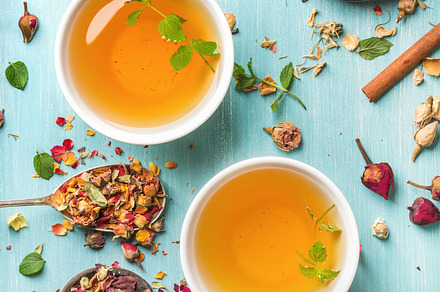Two cups of healthy herbal tea stock photo containing tea and cup, a Food & Drink Photo by Foxys