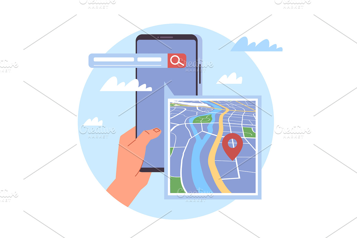 Location tracking. Route planning, a Technology Illustration by YummyBuum