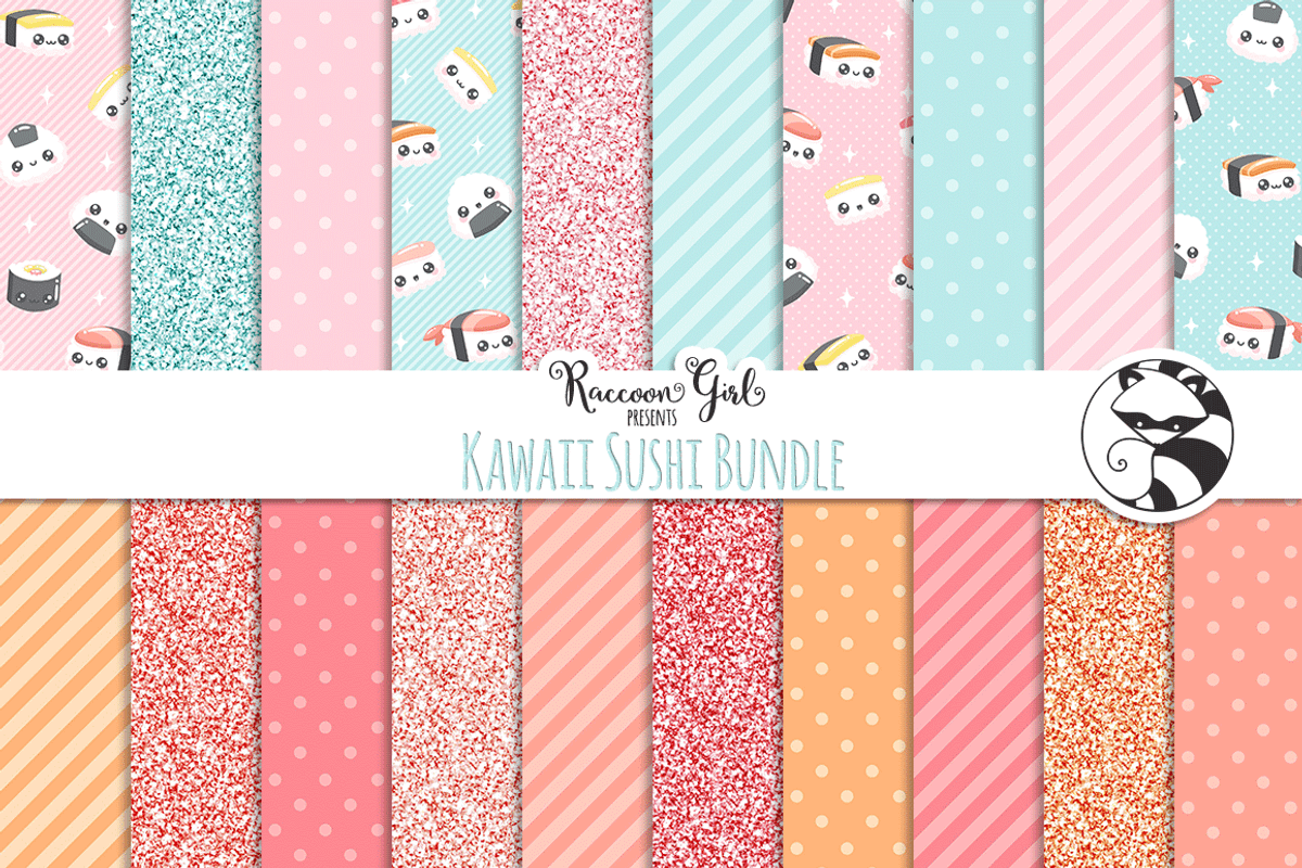 Kawaii Sushi Bundle Set, a Food Illustration by RaccoonGirl Design (Photo 3 of 3)