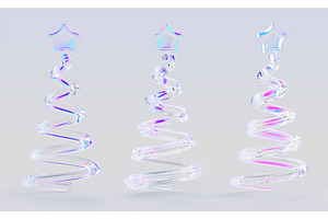 3d set of glass spiral Christmas, a Plants & Tree 3D Model by Marozhkastudio