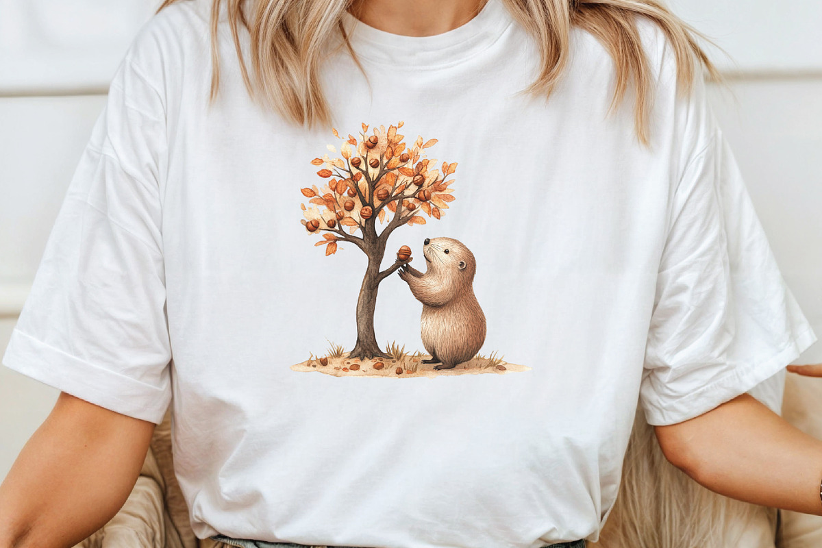Watercolor Autumn Cute Beaver, an Illustration by CraftArtStudio (Photo 4 of 6)