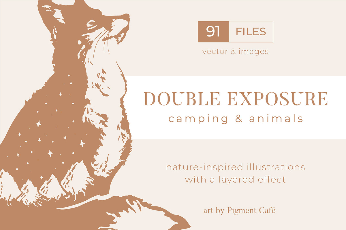 Double Exposure Wildlife & Camping, an Animal Illustration by Pigment Café (Photo 1 of 5)