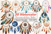 Dreamcatcher Watercolor Boho Clipart, an Illustration by DreamCafeArt (Thumbnail 1 of 5)