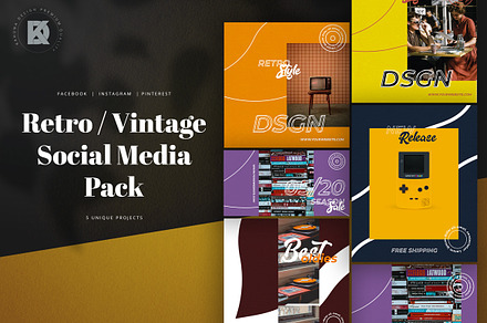 Retro / Vintage Social Media Pack, a Social Media Template by Kahuna Design