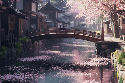 Serene Japanese village scene with, a Nature Photo by MistyDay