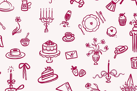 50+ Hand Drawn Tea Party Clipart Set