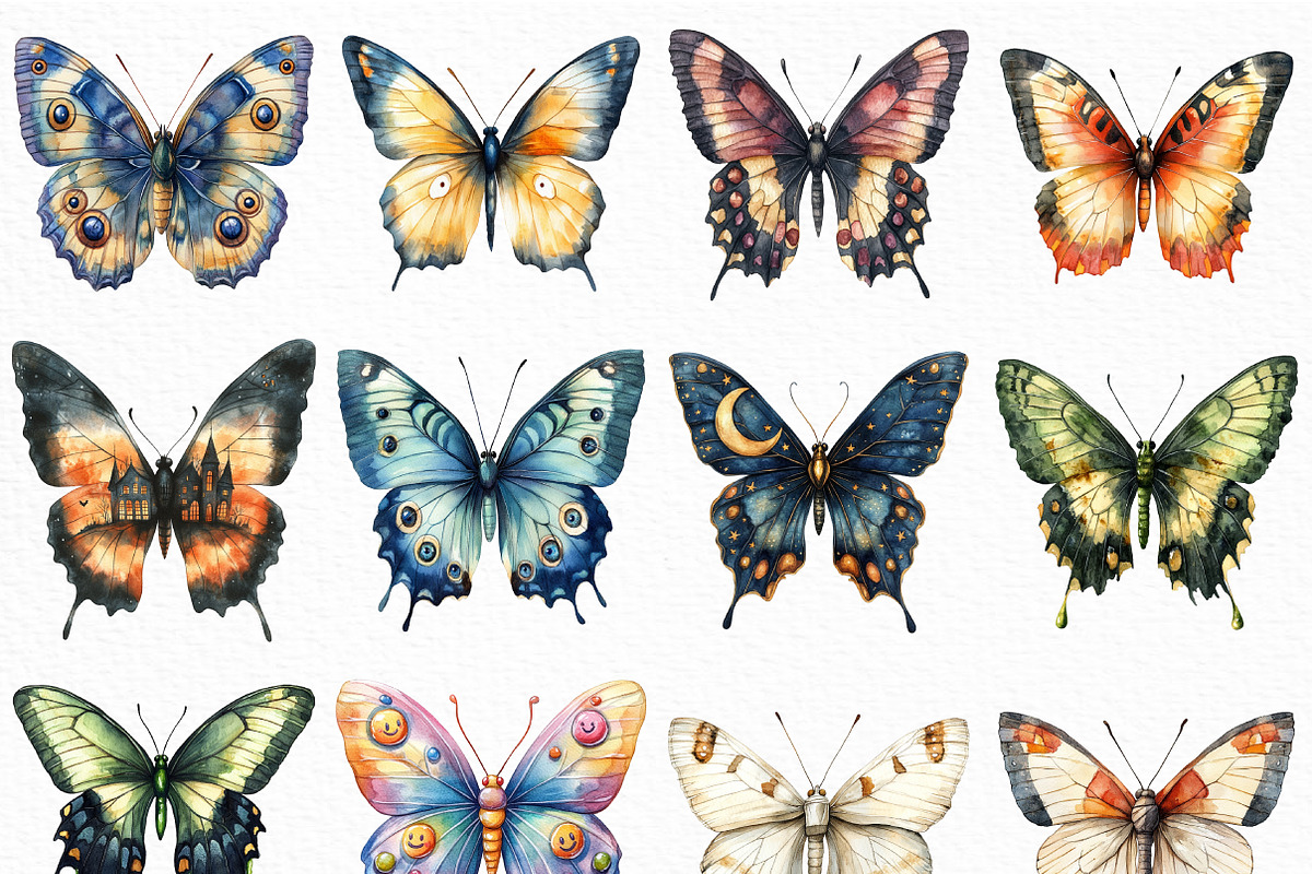 Watercolor Halloween Butterfly PNG, an Illustration by Craft Nest (Photo 4 of 6)