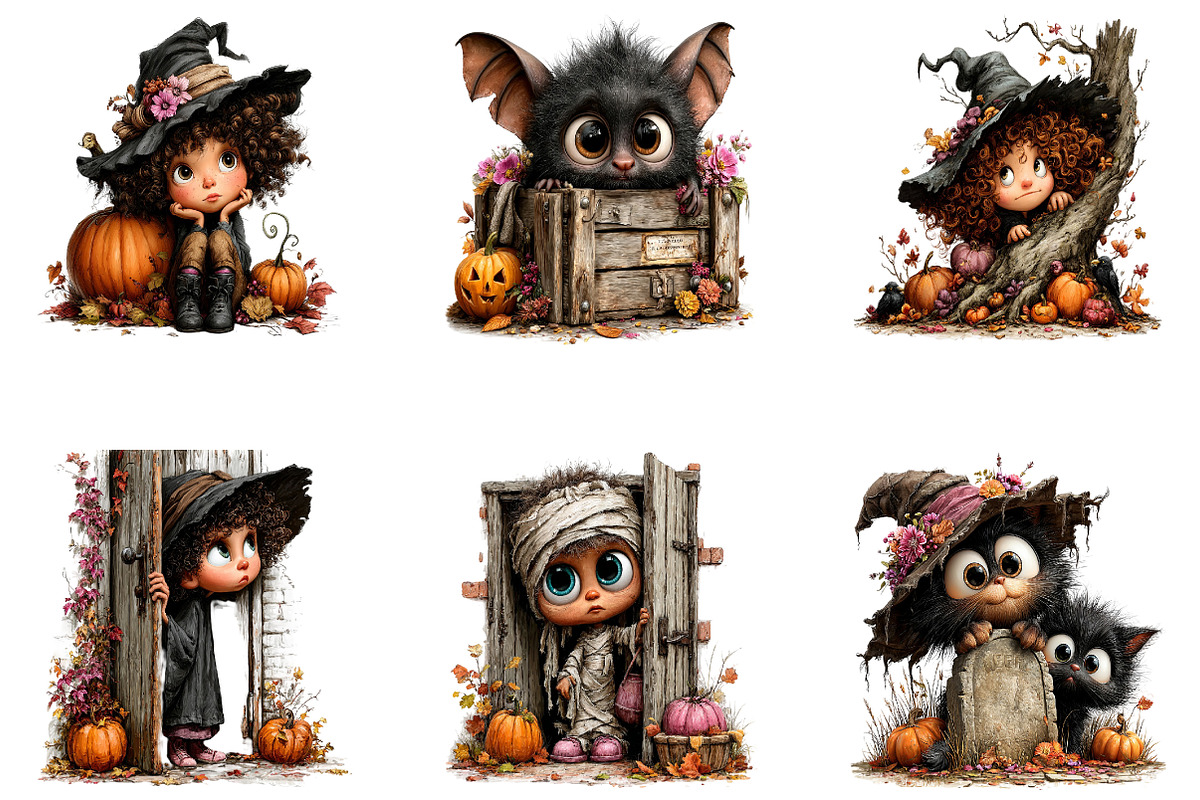 Peeking Halloween Clipart Bundle, a Seasonal Illustration by CreationArt (Photo 4 of 6)