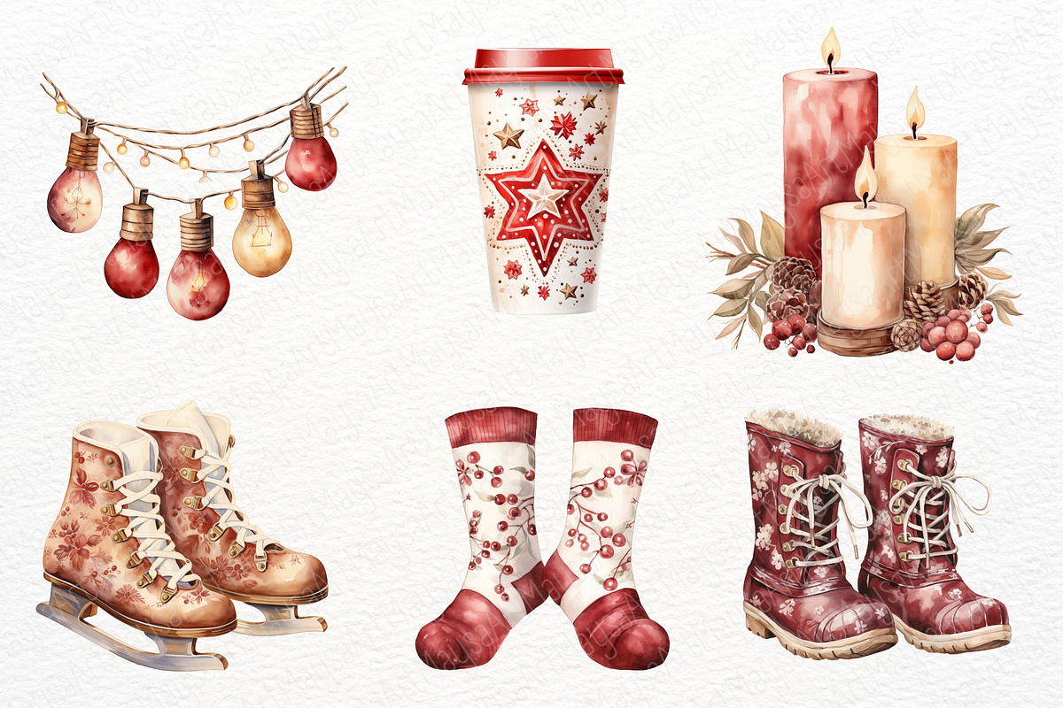 Cozy Winter Watercolor Clipart, a Decorative Illustration by Maysa Art (Photo 5 of 6)