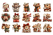 Whimsical Christmas Bears Clipart, a Seasonal Illustration by Nicolle's Colorful Art (Thumbnail 4 of 6)