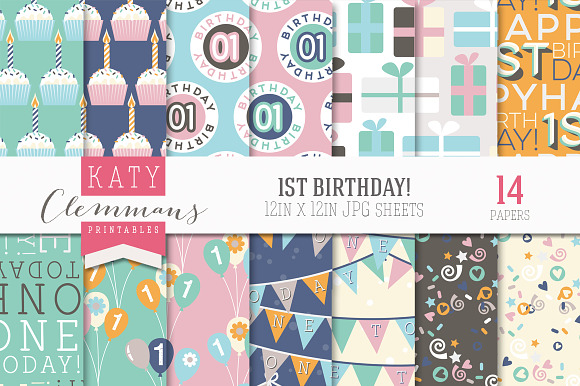 1st Birthday patterned papers preview 5