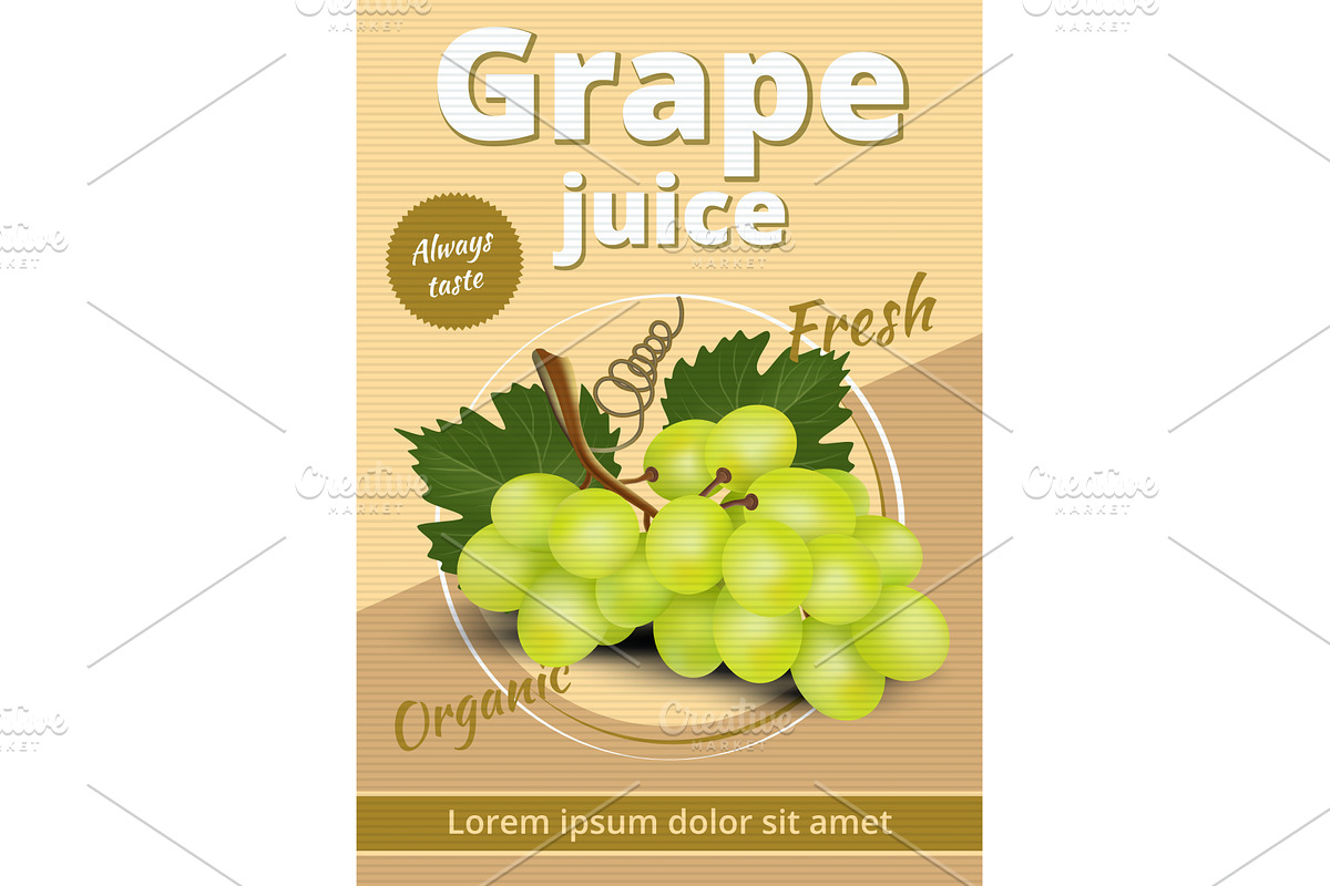 Grape juice. retro label for natural, a Food Illustration by Onyx
