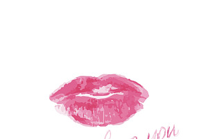 Pink Lips With Love You Lettering On