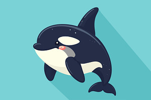 Cute orca illustration in flat, an Animal Illustration by Pray Art Design Studio
