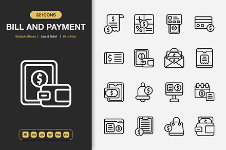 Bill And Payment Icons, an Icon by Spacepixel Creative