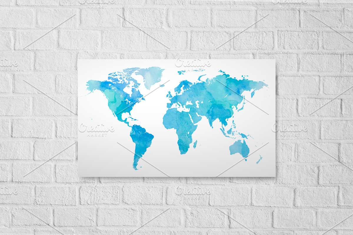 Watercolor World: map and icons, a Wallpaper Graphic by Fortuna Venit (Photo 4 of 6)