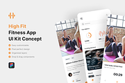 High Fit - Fitness App UI Kit, an UI Kit Template by iDoodle Studio (Thumbnail 1 of 4)