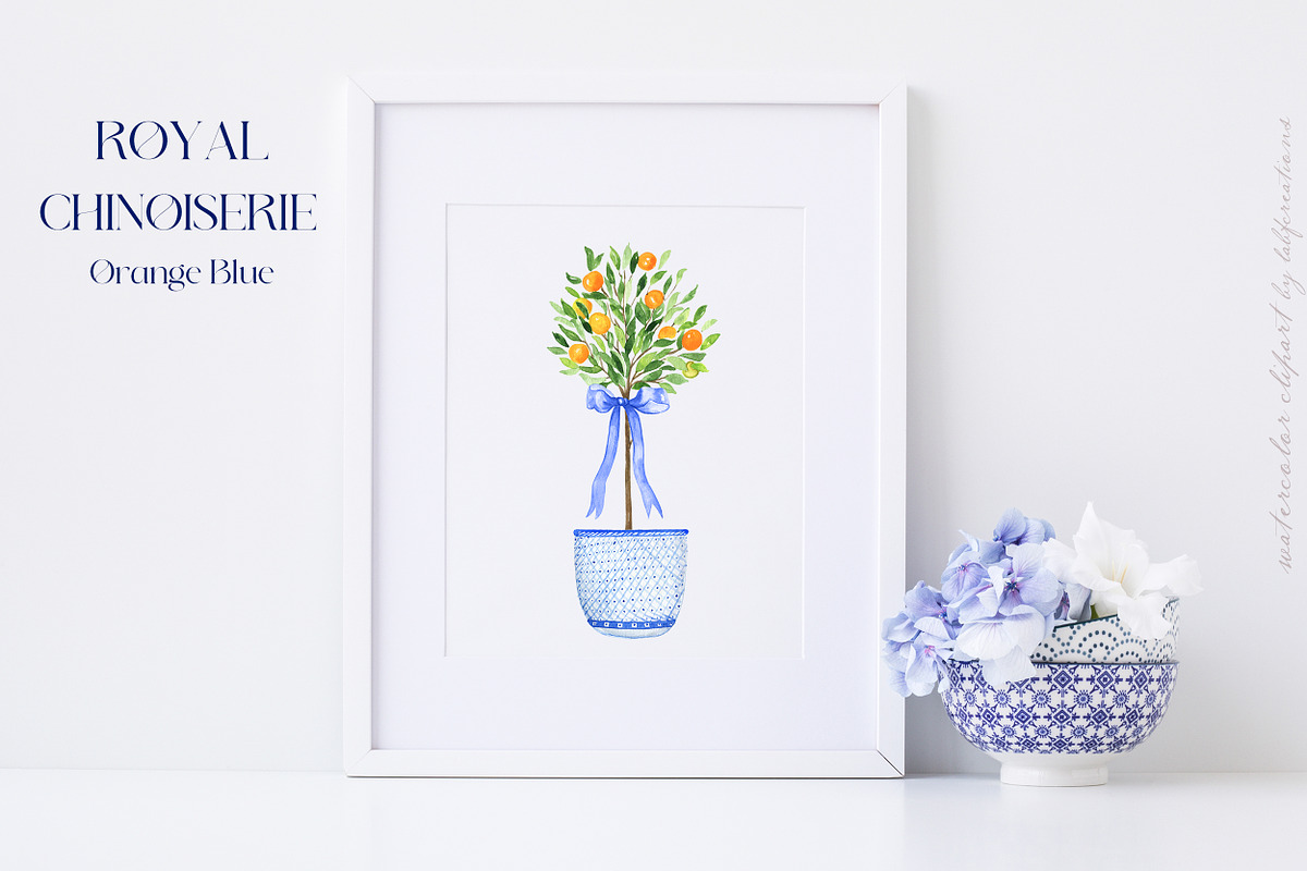 Royal Chinoiserie Orange Topiary, a Decorative Illustration by LABFcreations (Photo 6 of 12)