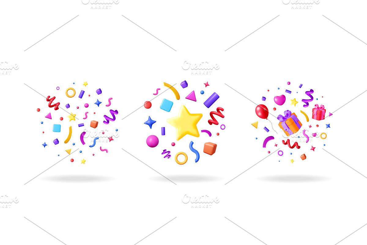 Colorful 3d vector celebration, an Object Illustration by Abscent