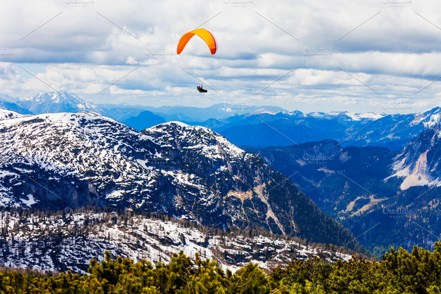 Paraglider in Salzkammergut, Austria, a Photo by saiko3p