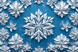 Elegant white paper snowflake and fl, a Background Photo by Pixeness Studio