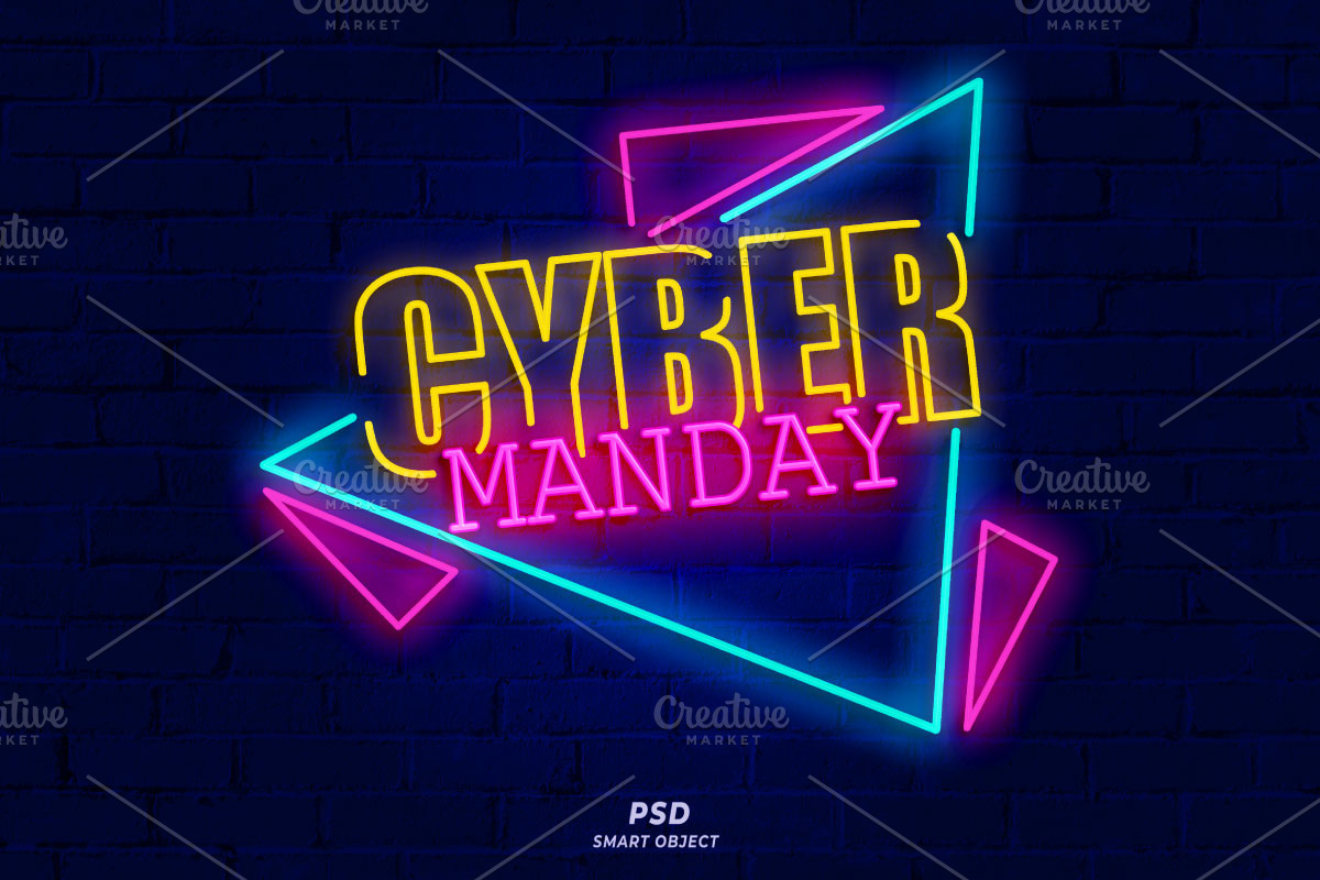 Cyber Monday Neon Sign PSD Editable, a Layer Style Add-On by TrueVector