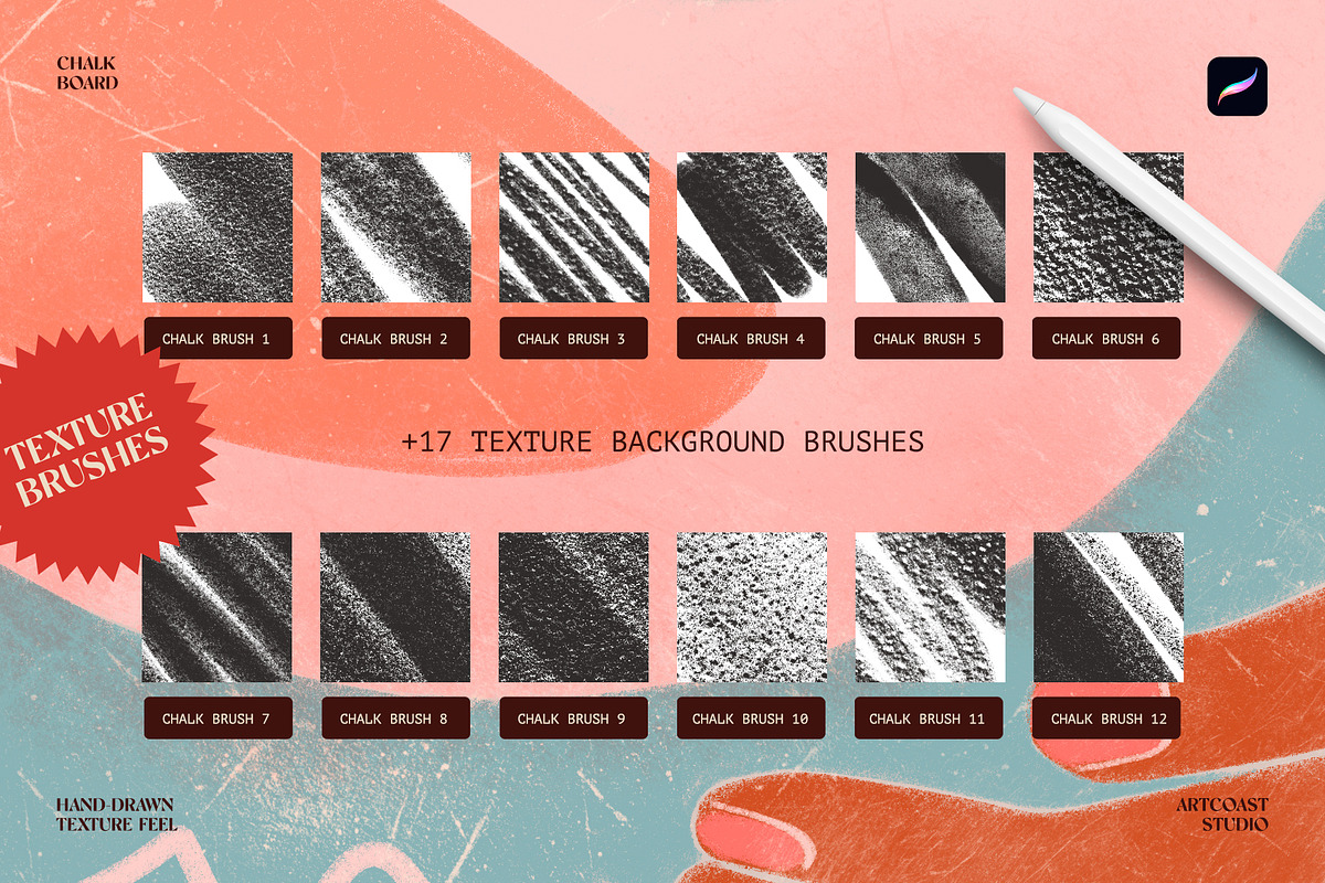 Chalk Board Procreate Brushes, a Brush Add-On by Spasibenko Art (Photo 6 of 11)