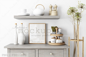 Mock up frame in kitchen room - 1647, a Print Template by Mockup Shop