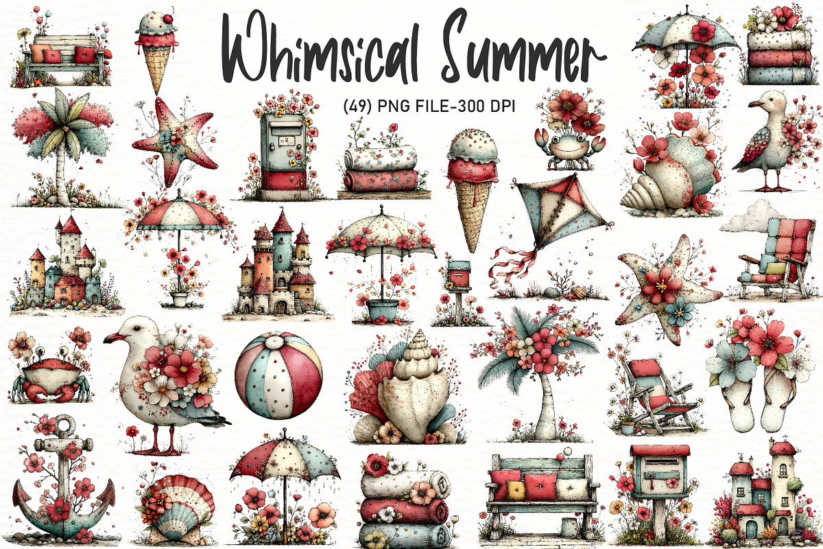Whimsical Summer Clipart, an Illustration by Designworld (Photo 1 of 5)