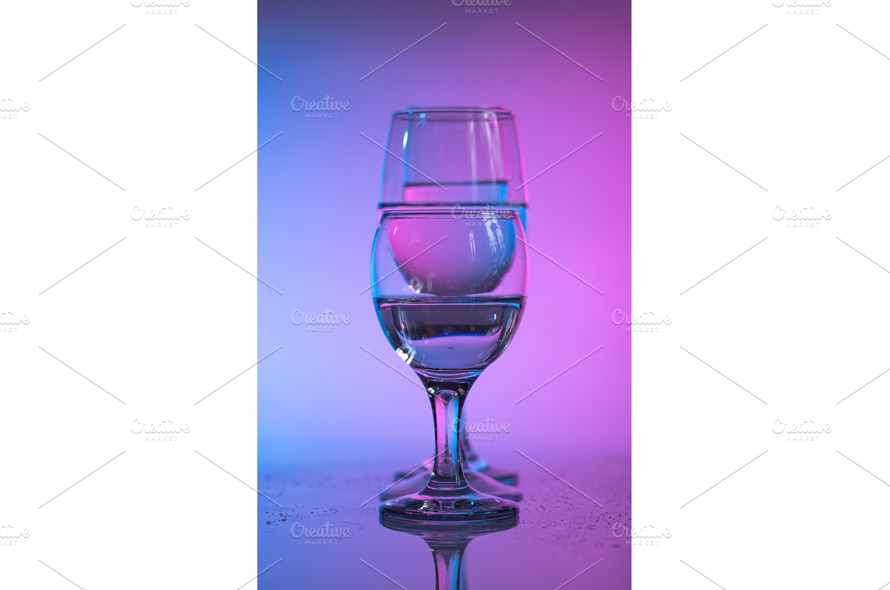 Wine glasses with neon multicolor, a Food & Drink Photo by Yulia Furman