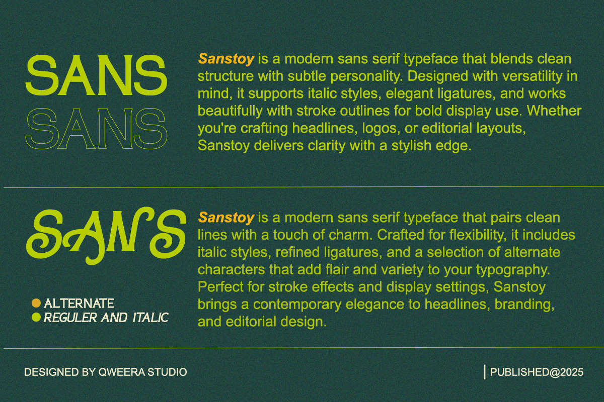 Sanstoy - Modern Stylish Serif, a Serif Font by Qweera Studio (Photo 9 of 12)