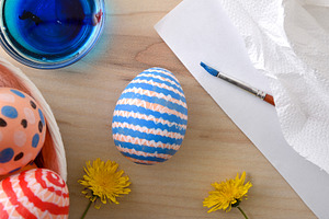 Hand-Painted Easter Eggs with Dye and Flowers, a Holiday Photo by Davizro's Market