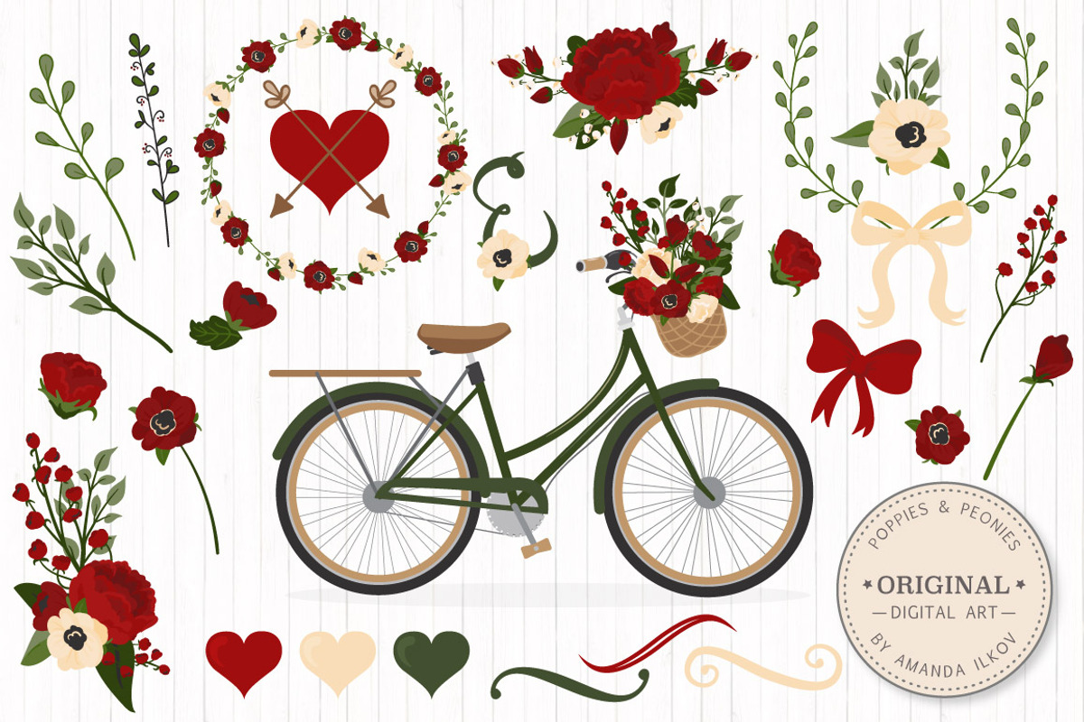 Floral Christmas Wedding Bicycle, an Illustration by Amanda Ilkov (Photo 1 of 5)