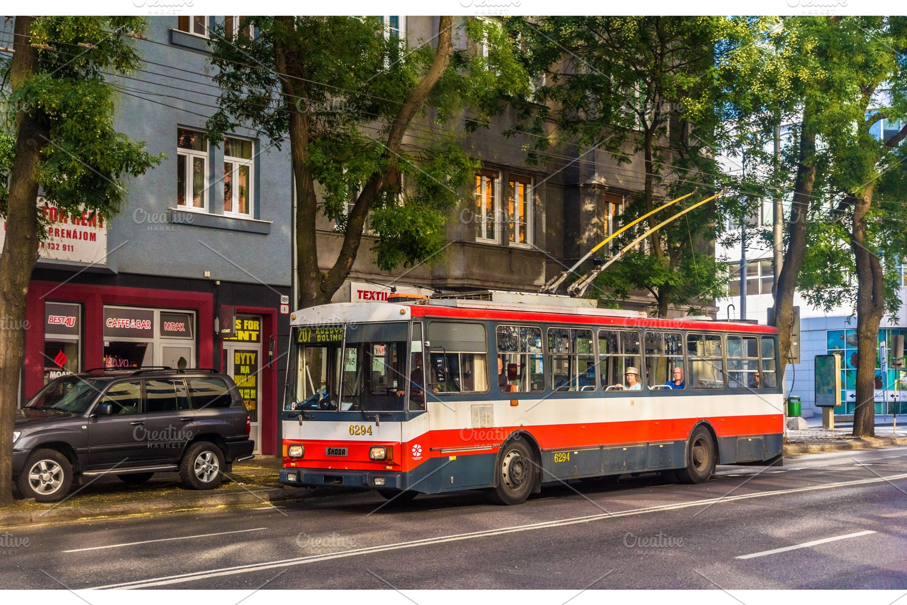 Bratislava slovakia august 11 an old skoda 14tr106 trolleyb containing, a Transportation Photo by Leonid Andronov