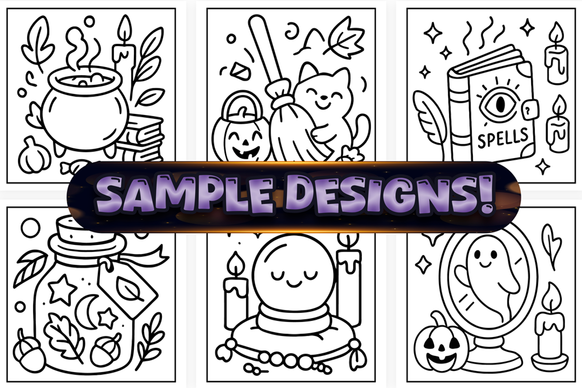 Bold Easy Witchy Vibes Coloring Page, a Seasonal Illustration by Craftsbeefy (Photo 2 of 4)