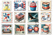 4th of July Postage Stamp Clipart, an Illustration by Dream Creation (Thumbnail 3 of 5)