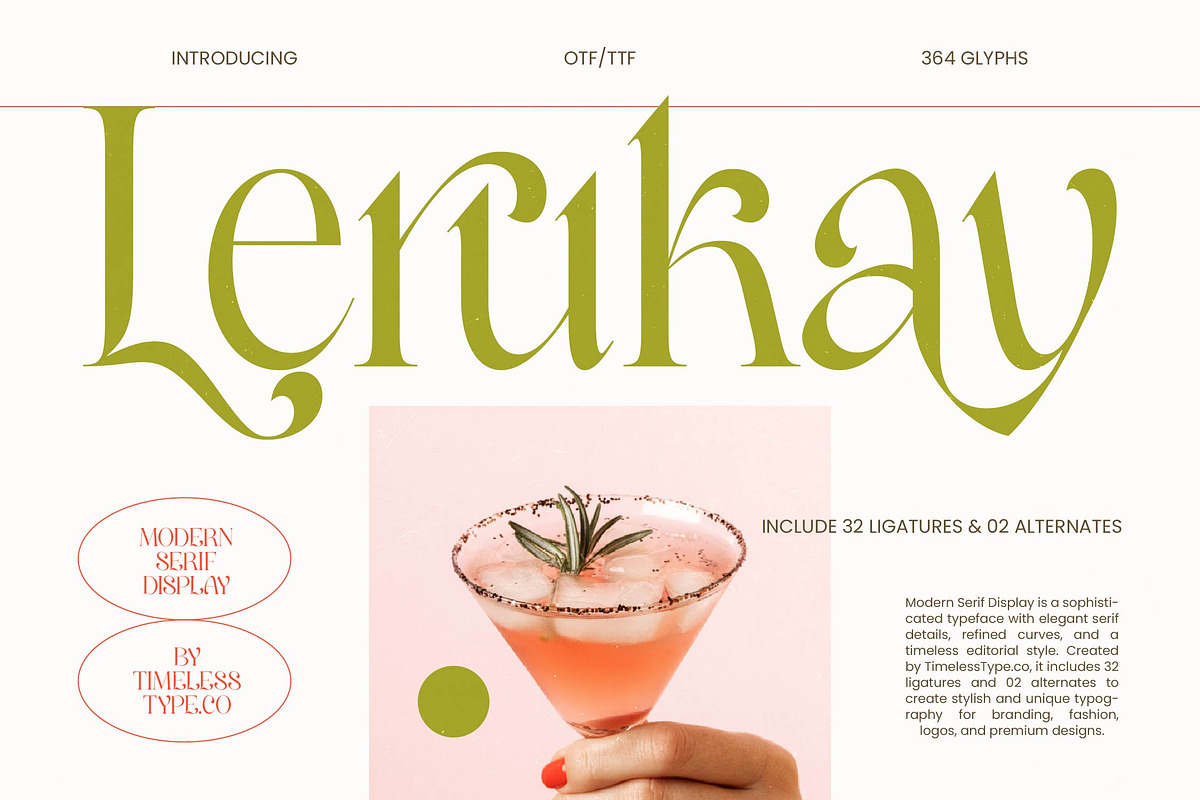 Lerukay Modern Luxury Serif, a Serif Font by timelesstype.co (Photo 1 of 10)